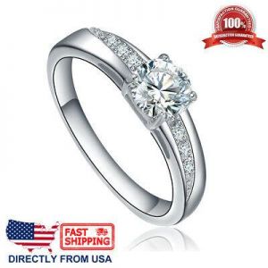 Women&#039;s Stainless Steel Cubic Zirconia CZ Solitaire Engagement Wedding Ring