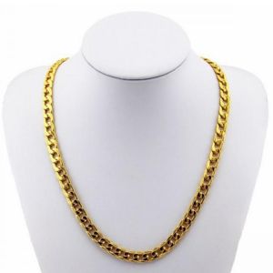 SOUVENIR مجوهرات واكسسوارات 18K Gold Plated 10mm Men Chain 24inch Necklace Jewelry